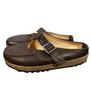 Haflinger mary Jane slip on clog shoes brown leather women’s 37 minimalist